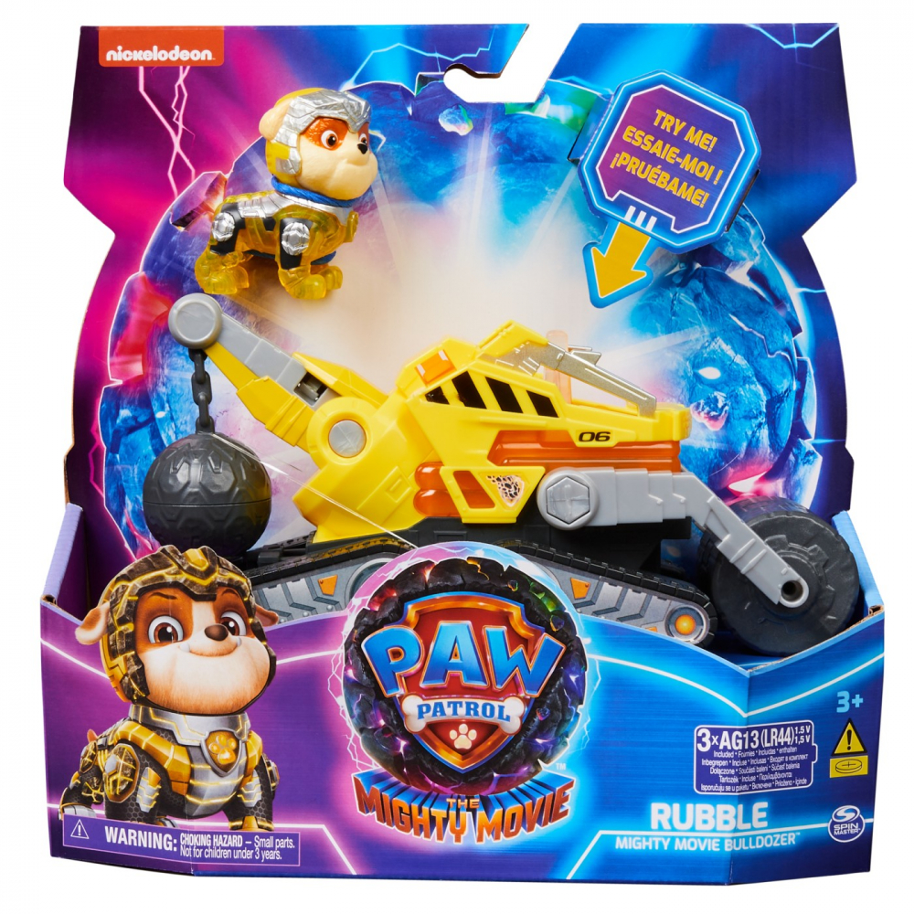 PATRULA CATELUSILOR MIGHTY MOVIE SET FIGURINA RUBBLE SI VEHICUL BULDOZER [1]
