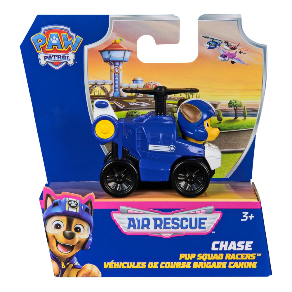 PATRULA CATELUSILOR PUP SQUAD RACERS AIR RESCUE VEHICUL METALIC CHASE SCARA 1 LA 55