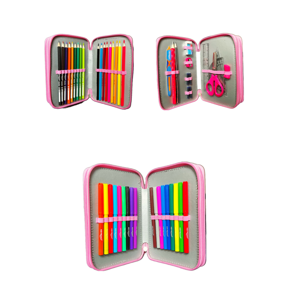 Penar echipat cu 3 compartimente, roz,design unicorn, 20x14x6 cm [3]