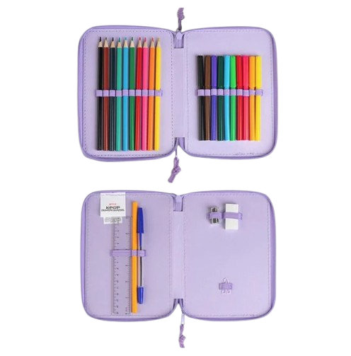 Penar echipat K-Pop, 3 compartimente, lila, 21x15x4 cm [3]