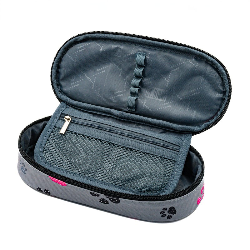 Penar neechipat Pastel Paws,1 compartiment, 1 extensie,gri cu roz,23x11x6 cm [3]