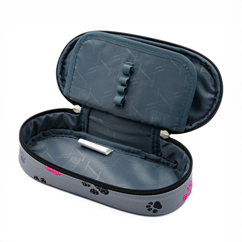 Penar neechipat Pastel Paws,1 compartiment, 1 extensie,gri cu roz,23x11x6 cm [2]