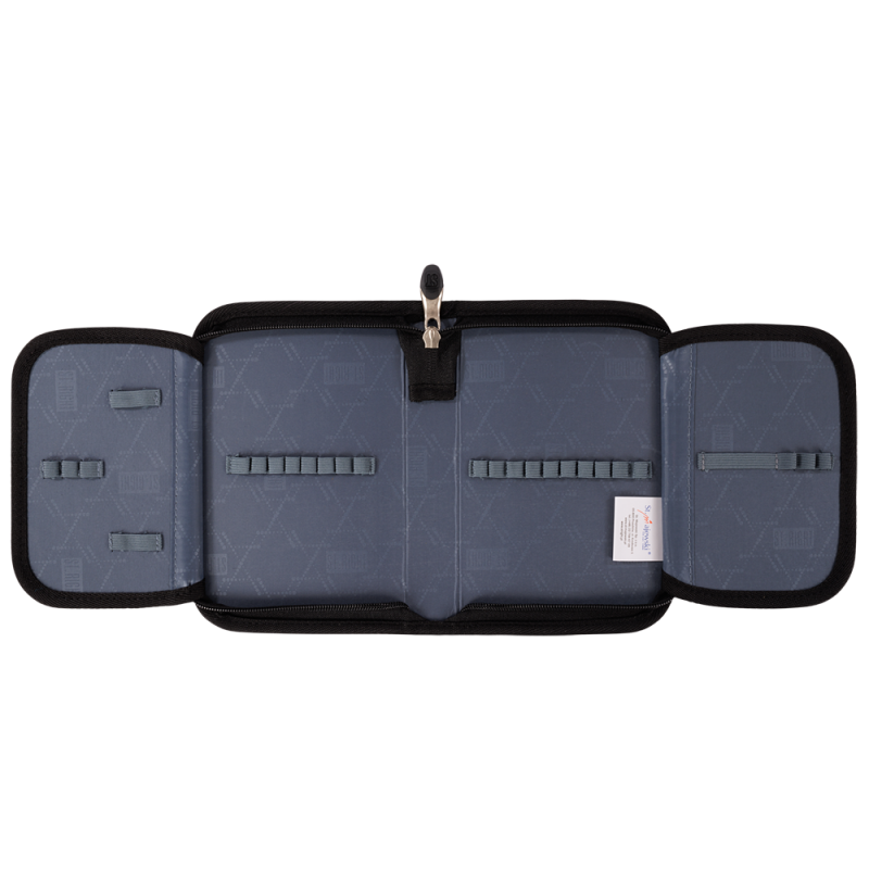 Penar neechipat Piscute,1 compartiment, 2 extensii, negru cu argintiu,20x14x4 cm [2]