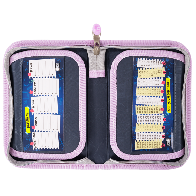 Penar neechipat Stelute,1 compartiment, 2 extensii, blue cu roz,20x14x4 cm [2]