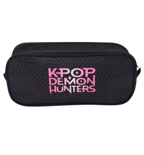 Penar oval K-Pop neechipat, 2 compartimente, negru, 23x6x10 cm [4]