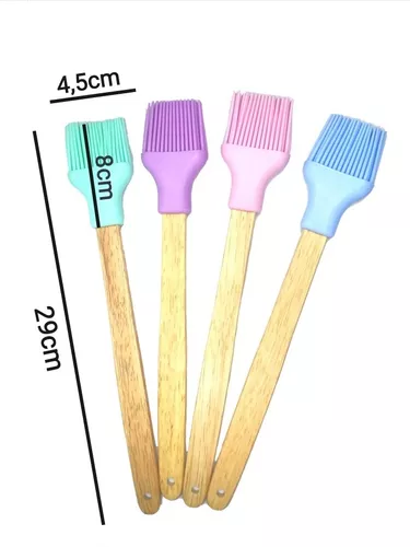 Pensula din silicon cu maner din lemn,29 cm, diverse culori [2]