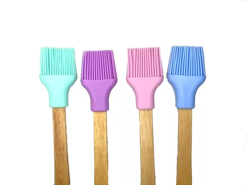 Pensula din silicon cu maner din lemn,29 cm, diverse culori [3]