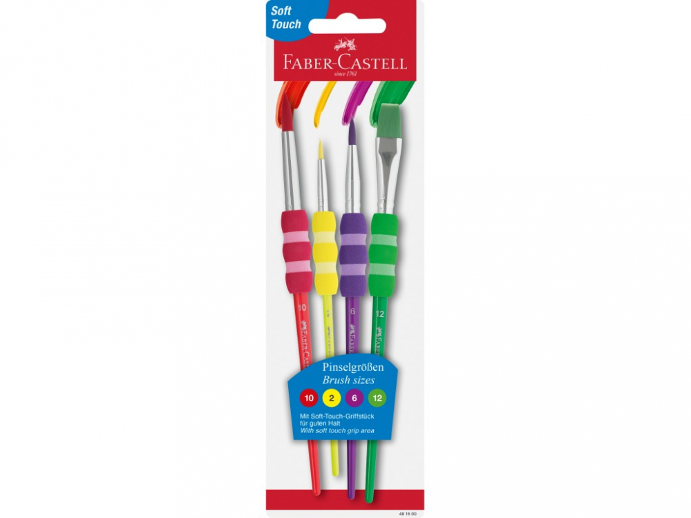 Set 4 pensule Soft Touch ,   Faber-Castell, cu grip moale