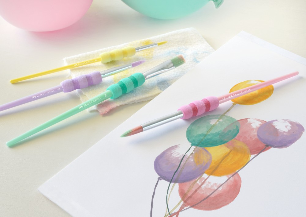 Pensule Faber-Castell Soft Touch pastel, set 4 bucăți, grip moale [2]