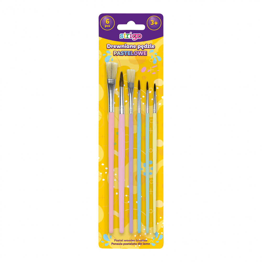 Set 6 pensule Strigo din lemn, colecția Pastel [1]