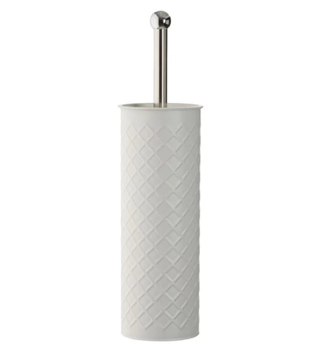 Perie wc cu suport, metal, alb, 10x27 cm