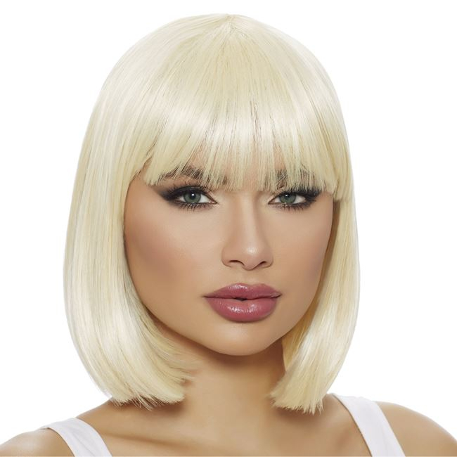 Peruca blonda cu par scurt drept