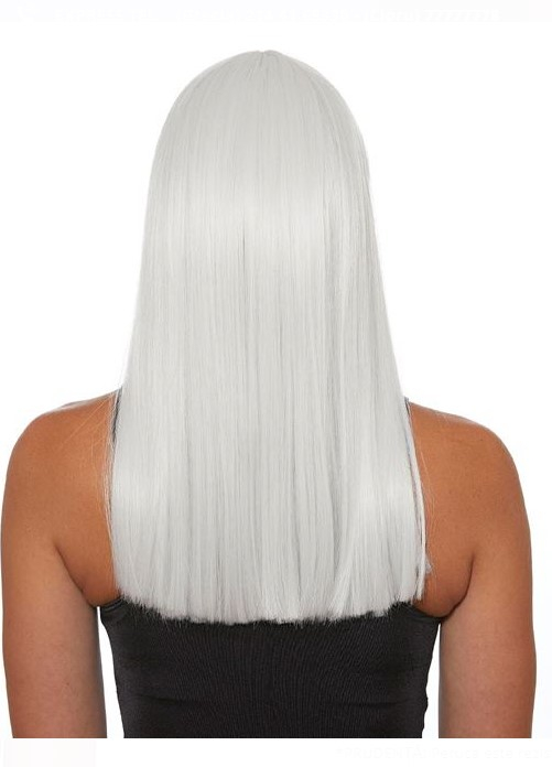 Peruca par lung si breton Blond argintiu [3]