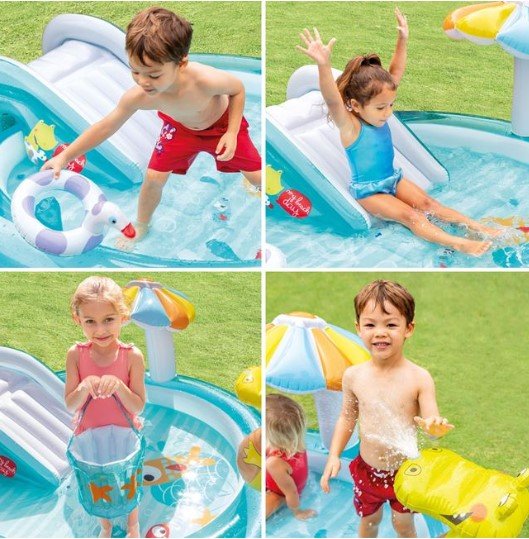 Piscina cu topogan si fantana design Crocodil pentru copii [3]
