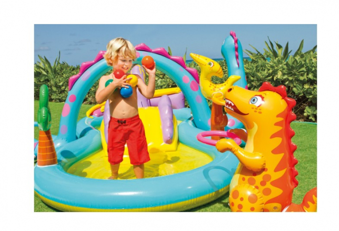 Piscina gonflabila pentru copii Dinoland cu accesorii incluse [2]