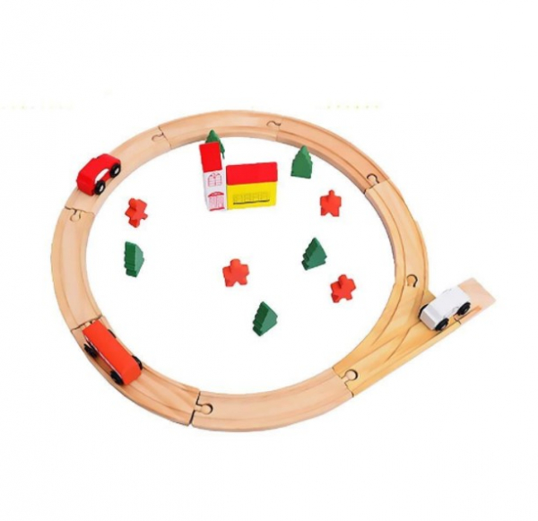 Pista de lemn cu masinute si accesorii - 25 piese [2]