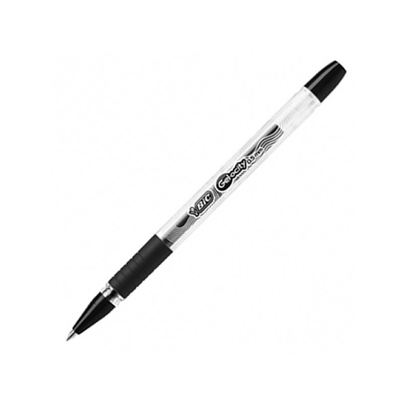 Pix cu gel Bic Gel-ocity, 0.5mm, cu capac, corp transparent, grip cauciucat in culoarea scrisului,negru [2]