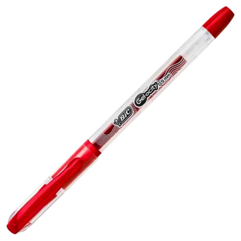 Pix cu gel Bic Gel-ocity, 0.5mm, cu capac, corp transparent, grip cauciucat in culoarea scrisului,rosu [1]