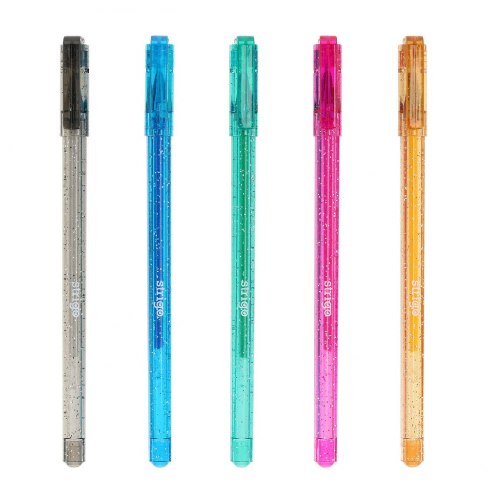 Pix cu gel Strigo Glitter, 0.8mm, 5 culori/set [2]