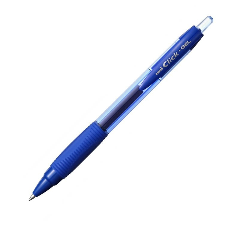 Pix cu gel Uni-ball Clickgel XSG-R7, 0.7mm, cu mecanism, corp semitransparent, grip cauciucat, scris albastru
