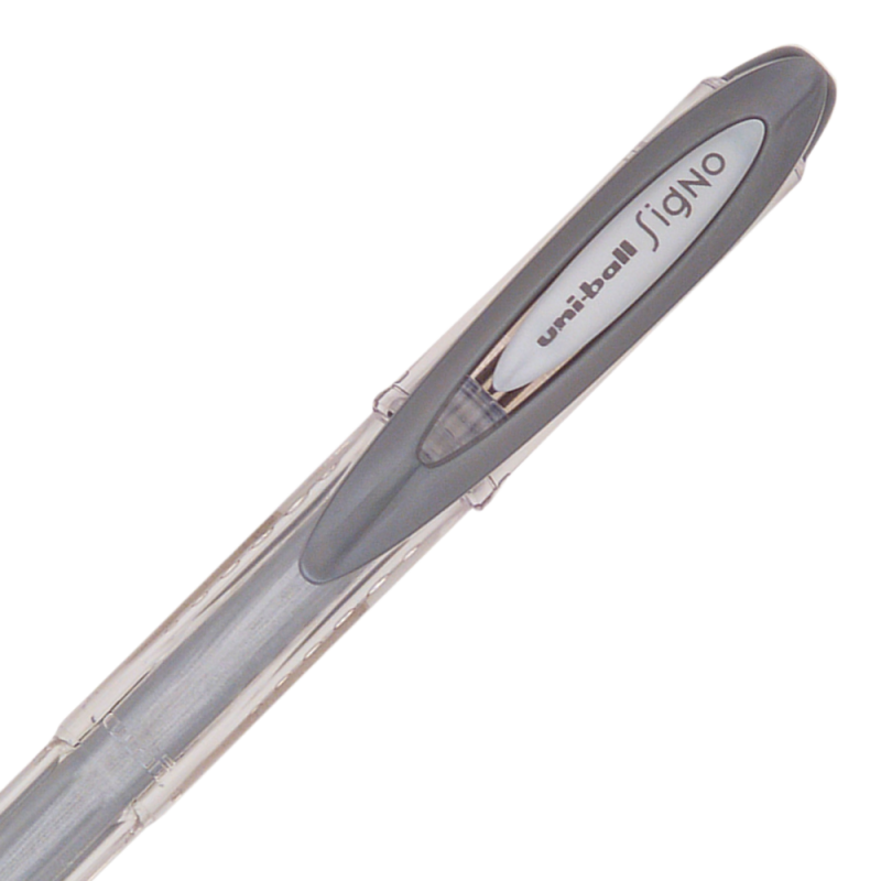 Pix cu gel Uni-ball Signo Noble Metal UM-120NM, 0.8mm,cu capac, corp transparent, scris argintiu [2]