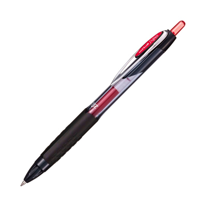 Pix cu gel Uni-ball Signo UMN-207E, 0.7mm, cu mecanism, 72% din materiale reciclate, grip cauciucat,scris rosu [2]