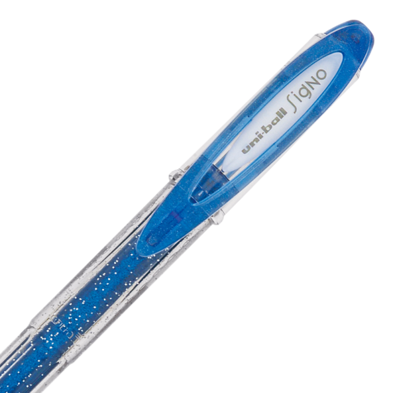 Pix cu gel Uni-ball Sparkling UM-120SP, 0.7mm,cu capac,corp transparent,scris albastru cu sclipici [2]