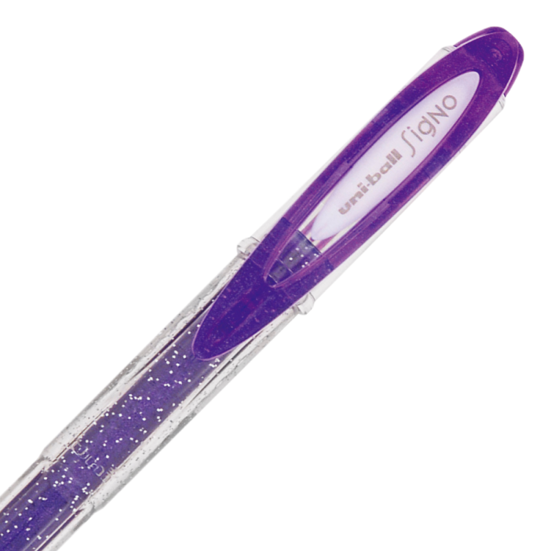 Pix cu gel Uni-ball Sparkling UM-120SP, 0.7mm,cu capac,corp transparent,scris violet cu sclipici [2]