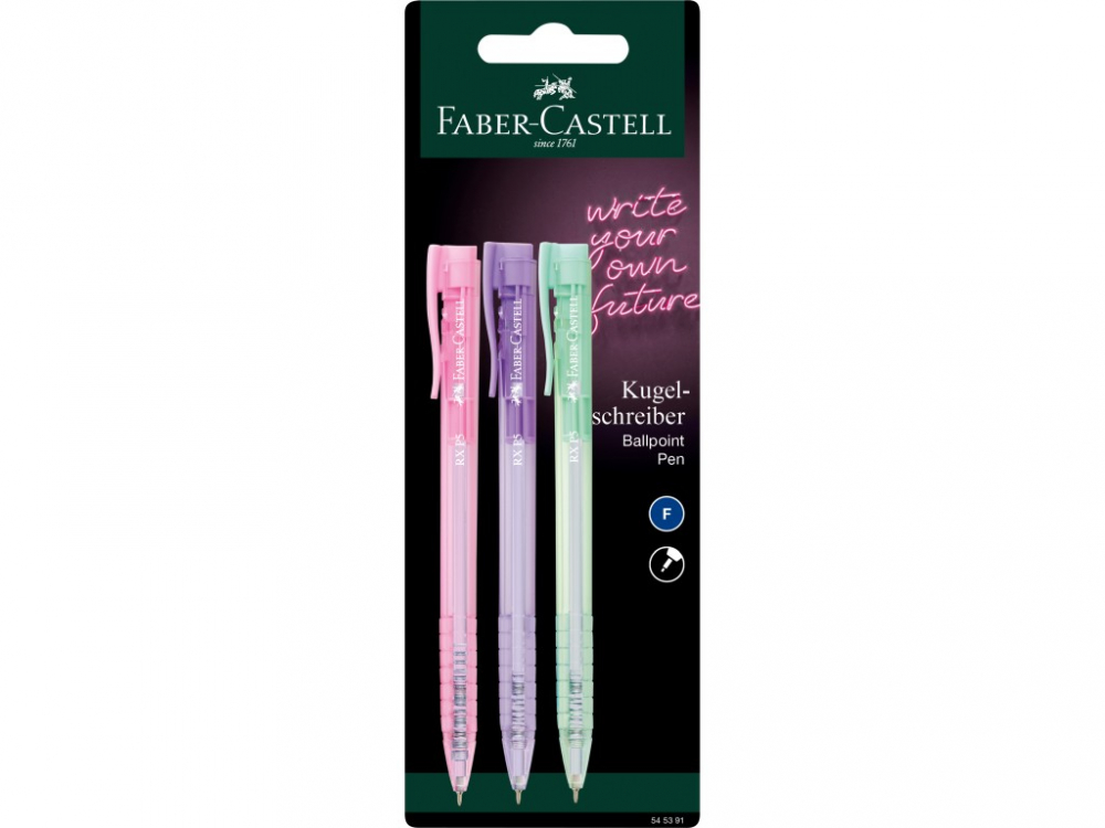 Pix Faber-Castell RX P5, 0.5 mm, semi-gel, albastru, pastel, 3 buc blister