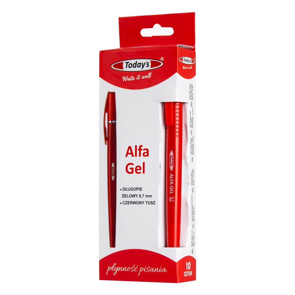 Pix TODAYS ALFA ROLLER GEL, roșu, 0.7 mm, scriere fină [4]