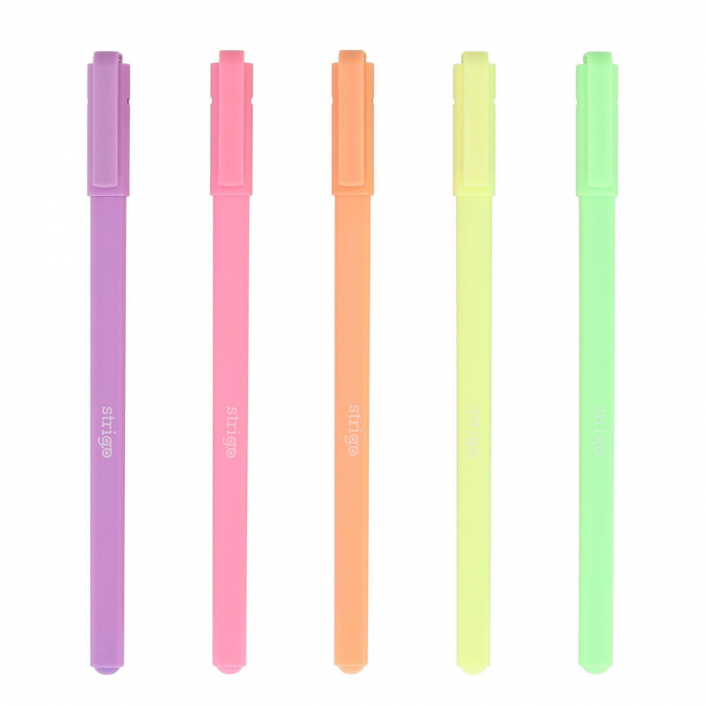 Pixuri gel Strigo Pastel, 0.8 mm, set 5 culori [2]