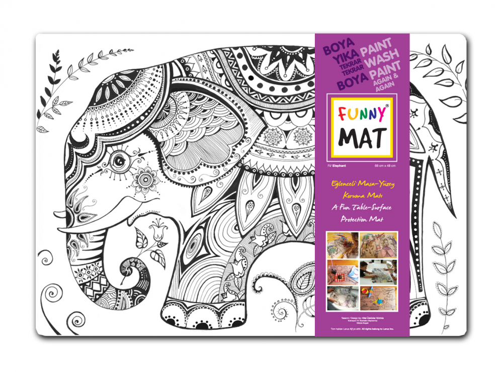 Planșă reutilizabilă de colorat Funny Mat, model Elefant ,68x48 cm [1]