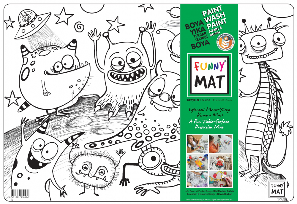 Plansa reutilizabila Funny Mat pentru colorat model Extraterestrii, 48x33.5 cm [2]