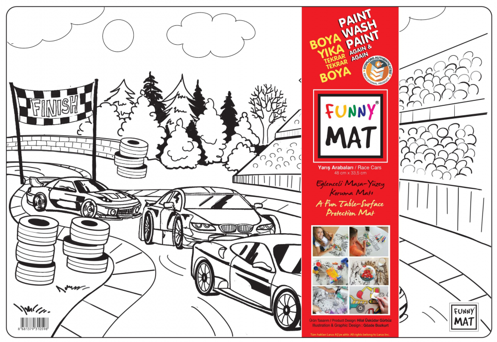 Planșă reutilizabilă de colorat Funny Mat, model Vehicule ,48x33.5 cm [1]