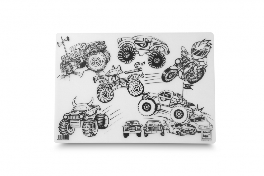 Plansa reutilizabila Funny Mat pentru colorat model Masini Monster,48x33.5 cm [2]