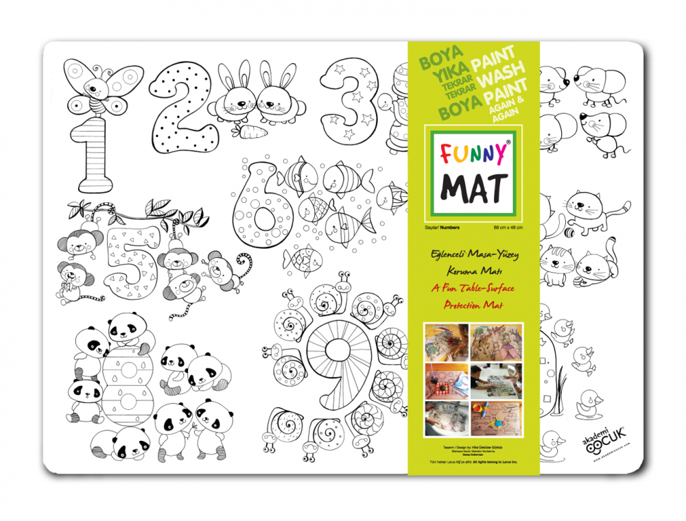 Plansa reutilizabila Funny Mat pentru colorat model Numere,68x48 cm [2]