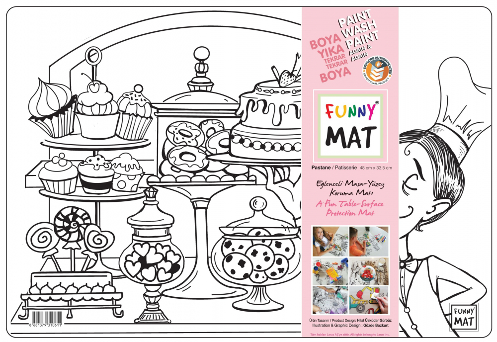 Planșă reutilizabilă de colorat Funny Mat, model Patiserie ,48x33.5 cm [1]