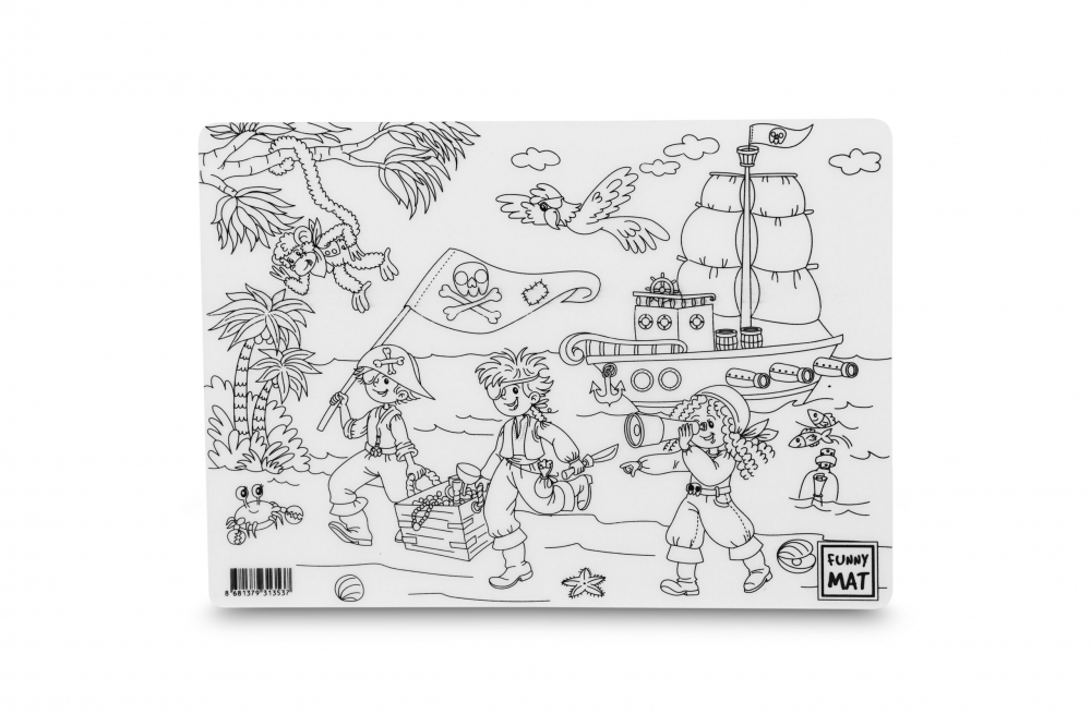 Plansa Reutilizabila de Colorat cu Pirati si Vehicule ,   25 x 35 cm
