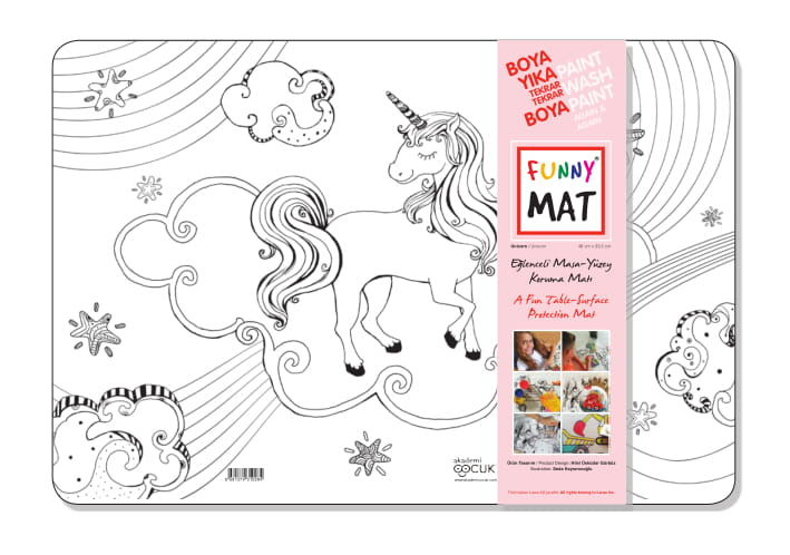 Plansa reutilizabila Funny Mat pentru colorat model Unicorn, 48x33.5 cm