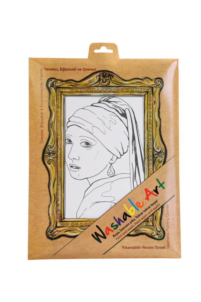 Plansa Reutilizabila de Colorat ,   Washable Art ,   Johannes Vermeer: , zFata cu cercel de perla,   ,   25 A  35 cm