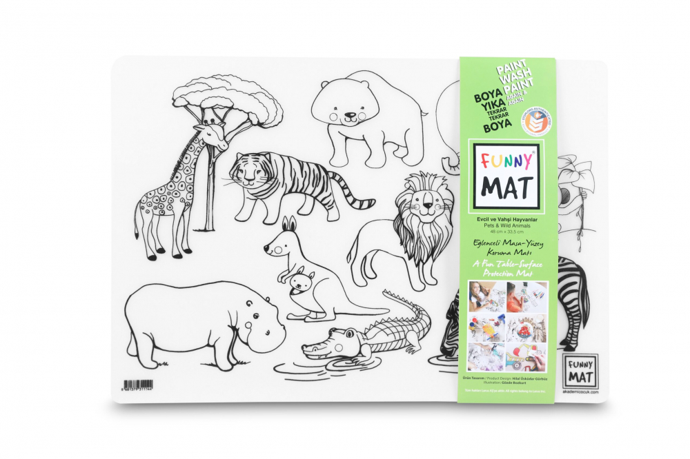 Plansa reutilizabila cu desene de colorat, model Animale Domestice si Salbatice,48x33.5 cm [2]