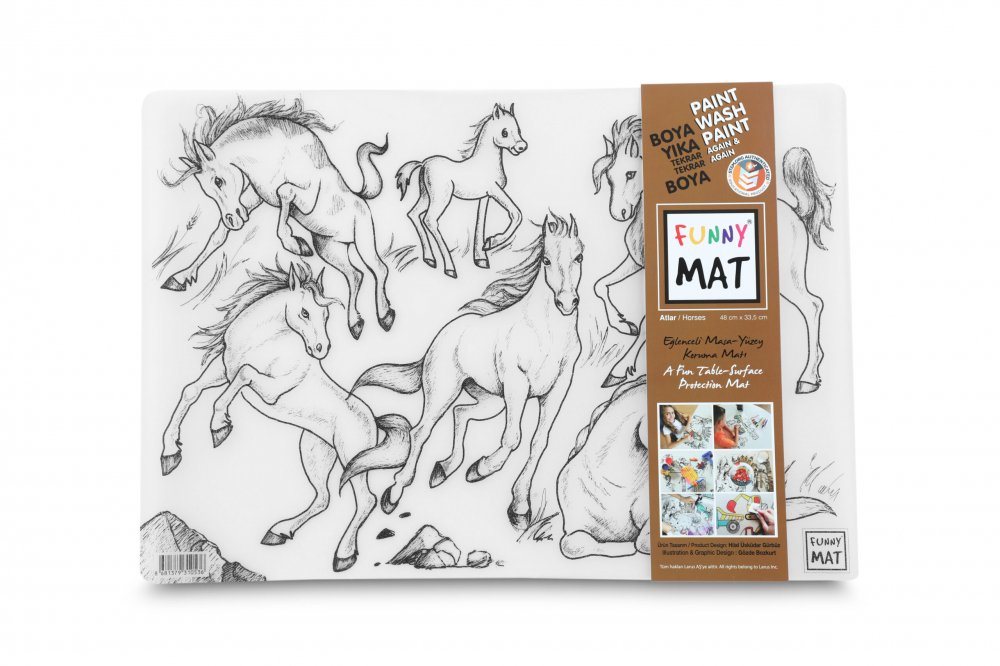 Plansa reutilizabila cu desene de colorat, model Cai,48x33.5 cm