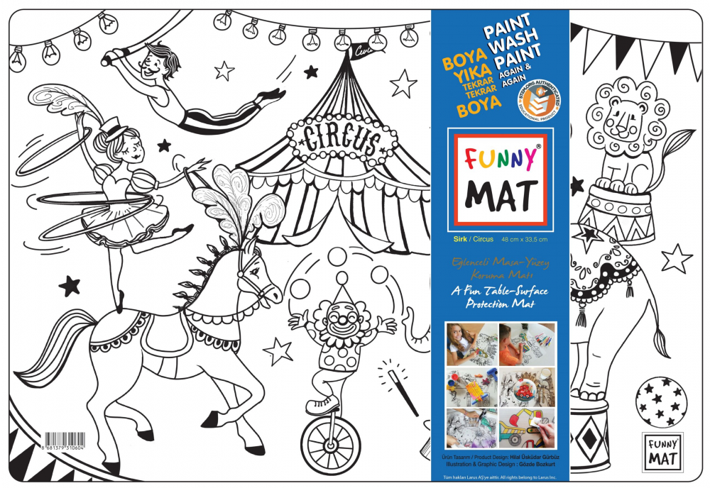 Plansa reutilizabila cu desene de colorat, model Circus,48x33.5 cm [3]