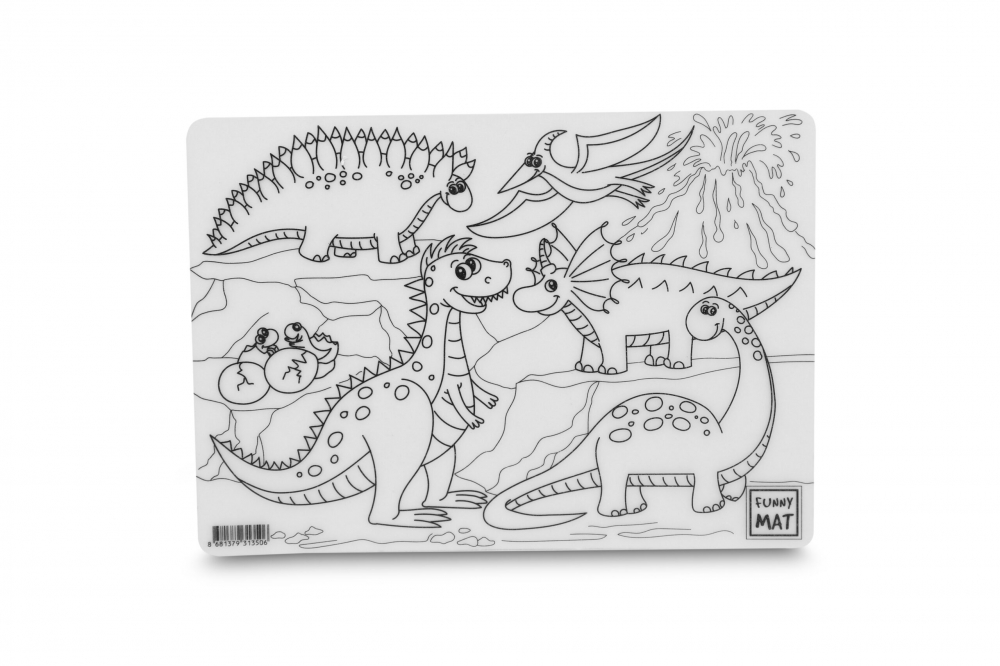 Plansa reutilizabila cu desene de colorat model spatiu si dinozauri + set 4 creioane colorate [2]