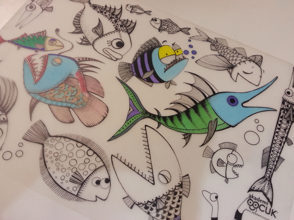 Plansa reutilizabila Funny Mat pentru colorat model Pestisori, 48x33.5 cm [2]