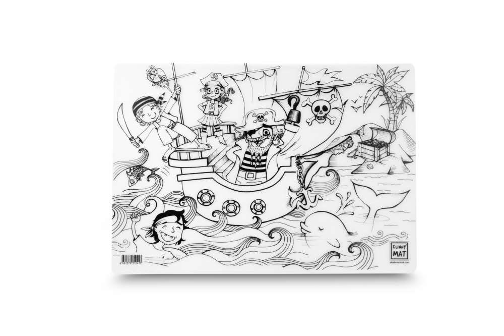 Plansa reutilizabila Funny Mat pentru colorat model Pirati, 48x33.5 cm