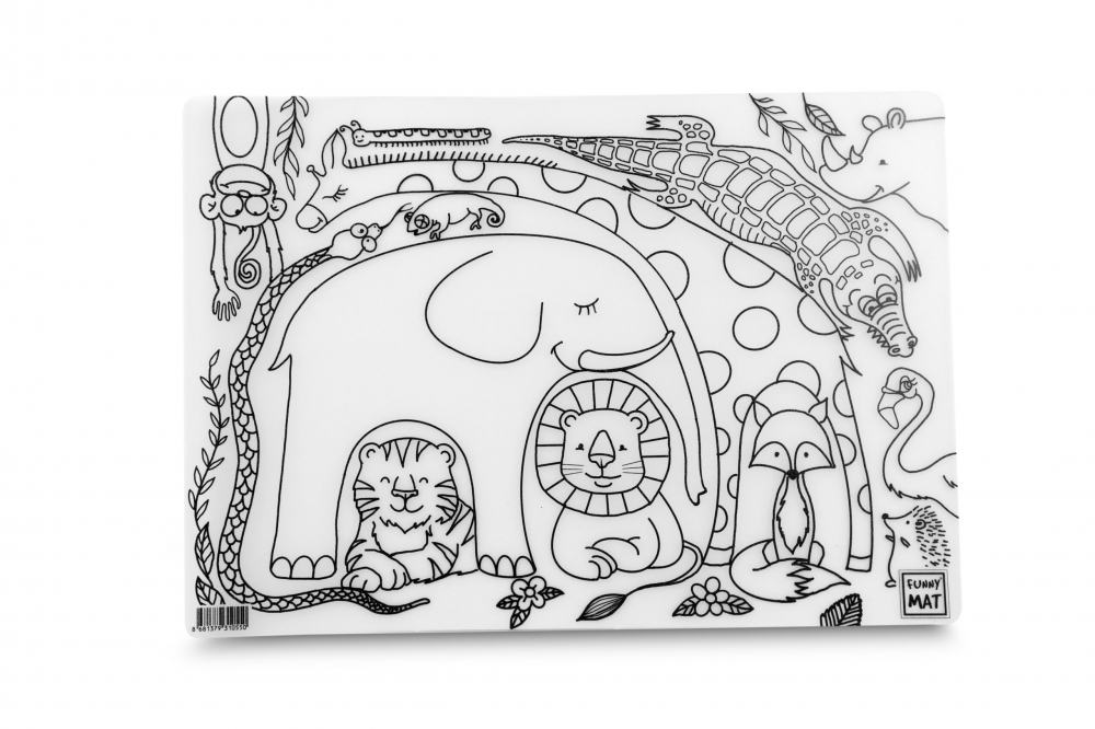 Plansa reutilizabila Funny Mat pentru colorat model Prieteni salbatici, 48x33.5 cm