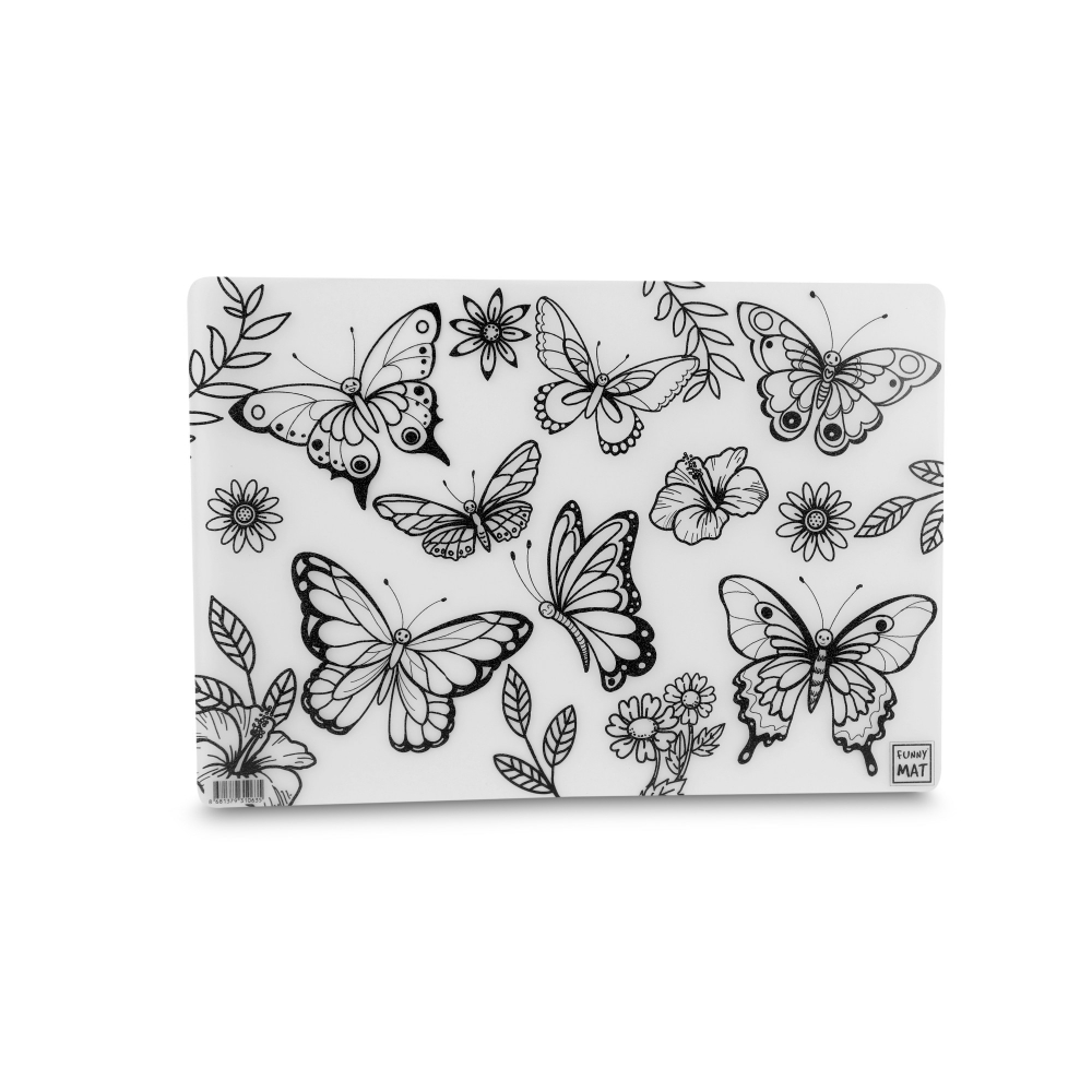 Plansa reutilizabila pentru desenat si colorat, model Fluturi,48x33.5 cm