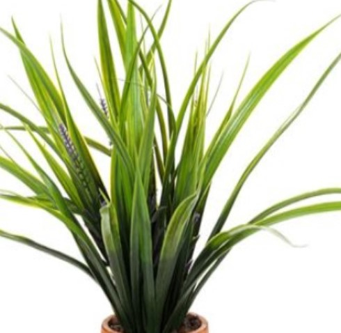 Planta decorativa artificiala cu frunze lungi si flori in ghiveci ceramic [4]
