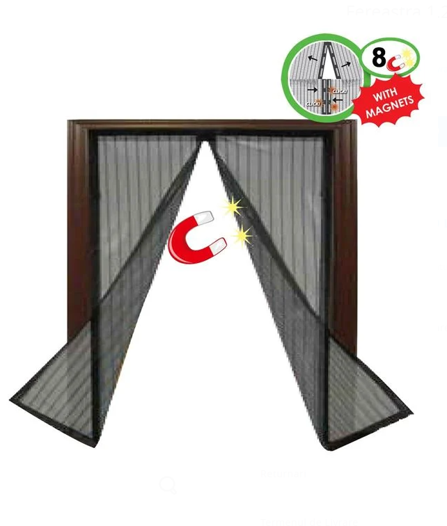 Plasa anti insecte magnetica pentru fereastra, neagra, 1.2x1.2 m